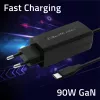 GaN 90W Charger QOLTEC 52420 USB-C PD 5–20V 3A/4.5A output, 220–240V input, 1.8 m cable, black