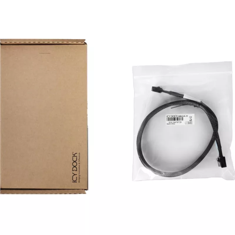 ICY DOCK MB414L-B MCIO 4i SFF-TA-1016 to MCIO 4i SFF-TA-1016 Cable, 0.5 m