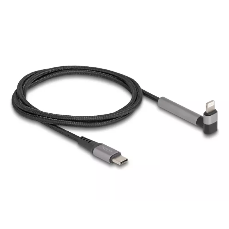 USB Type-C to Lightning charging and data cable with angled connector and stand function, DELOCK 1.5 m, 9 V 3 A (MFi)
