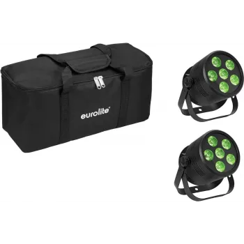 LED Par Light EUROLITE Silent Par 6 QCL Floor set of 2 with Soft-Bag