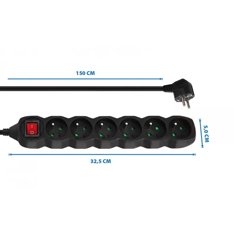 Esperanza ELK217K power extension 1.5 m 6 AC outlet(s) Indoor Black