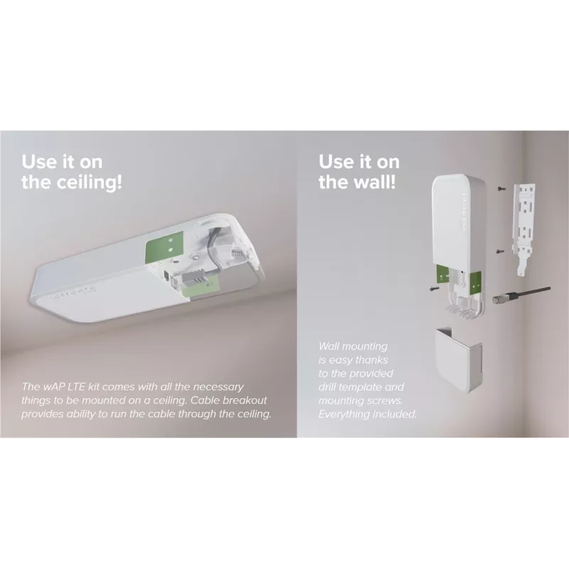 Wireless access point MikroTik wAP LTE kit 2024 — 2.4 GHz, 300 Mbps, IP54, PoE, SIM slot
