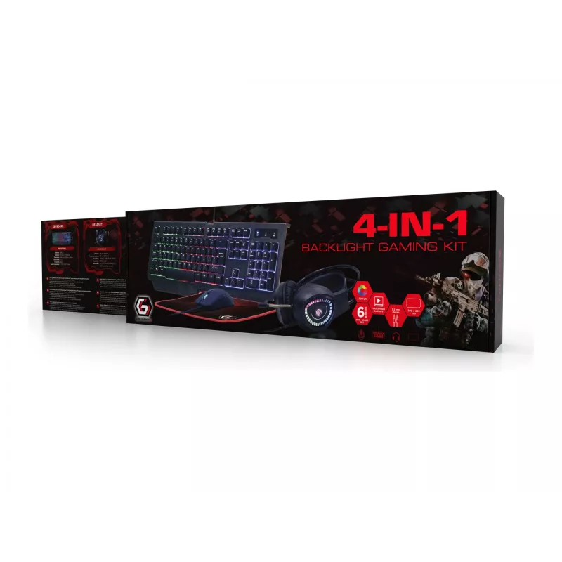 Gaming keyboard GEMBIRD GGS-UMGL4-01 full-size USB QWERTY 104-key US English with mouse, black