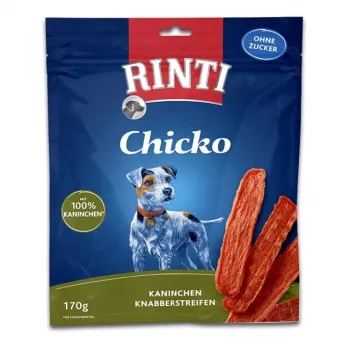 Dog treats RINTI Chicko Rabbit 170 g — hypoallergenic rabbit-flavored training treats, protein 53%, fat 8%