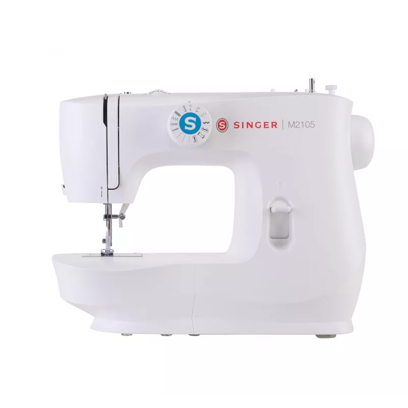 Semi-automatic sewing machine SINGER M2105 — 8 stitch patterns, 4-step buttonhole, free arm, electric, white