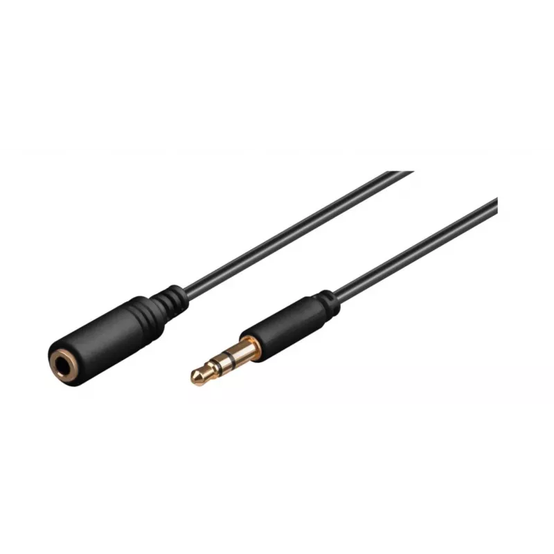 Wentronic Goobay 3,5mm-jack-Extension Cable, Black, 5 m - jack 3,5 mm-Plug (3-Pin, Stereo) > jack 3,5 mm-Socket (3-Pin, Stereo) (97122)