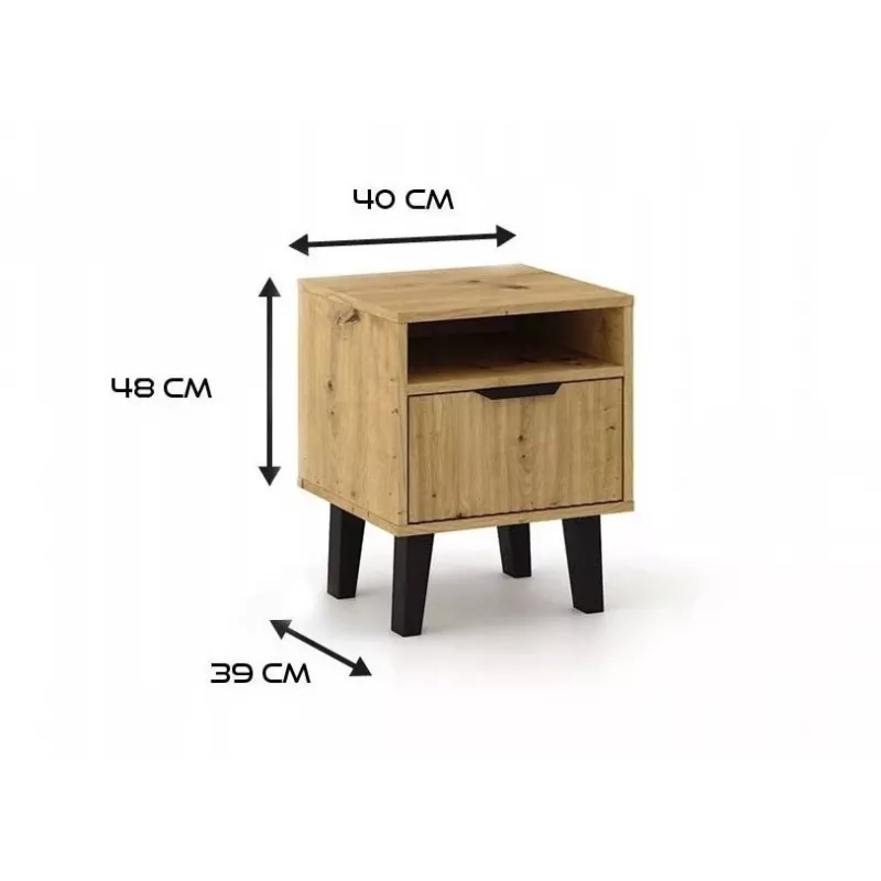 SCANDI 1S SLIM OAK ARTISAN BEDSIDE TABLE