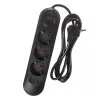 Power strip MACLEAN MCE394 B — 3 sockets + 3×USB A, 110–240V, 2.1A USB, 2500W, 1.5 m cable, black