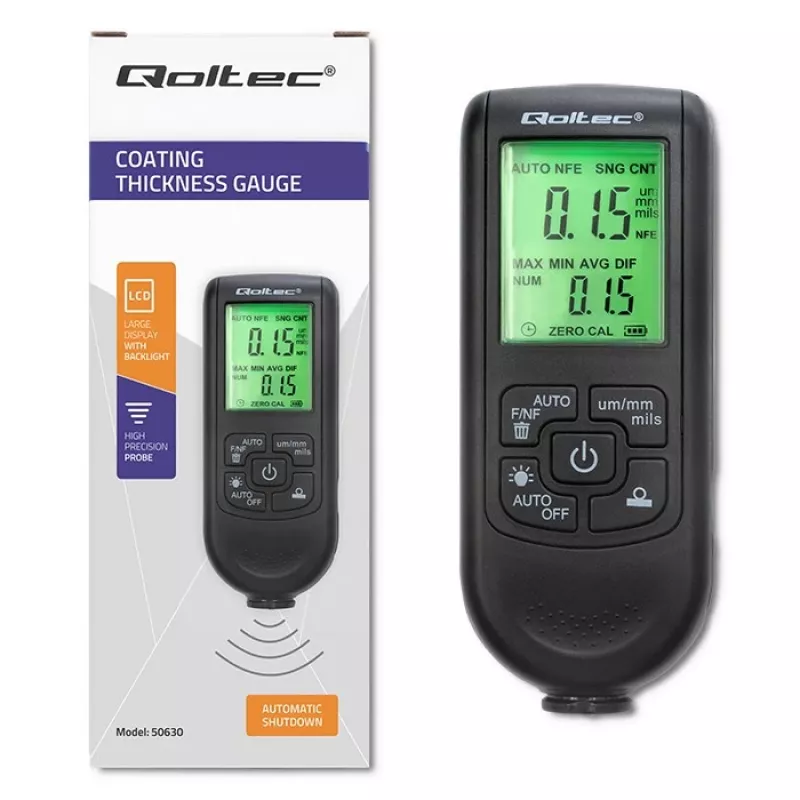 Qoltec Paint Thickness Gauge with LCD Display | 0~2000um