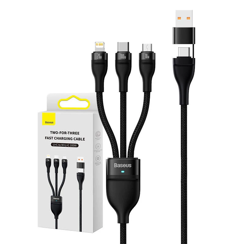 USB Cable Baseus CASS030101 1.2m USB A/USB C USB C/Micro-USB B/Lightning Black