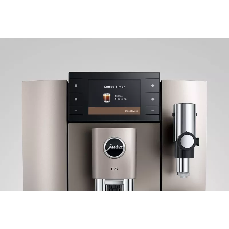 Espresso machine JURA E8 Fully-auto 1.9 L Silver — 15 bar, 3.5 inch display, grinder, milk frother