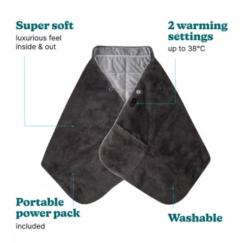 HoMedics Cordless Warming Shawl HCM-SWL100 — rechargeable wearable heater, cordless shawl for shoulders and back