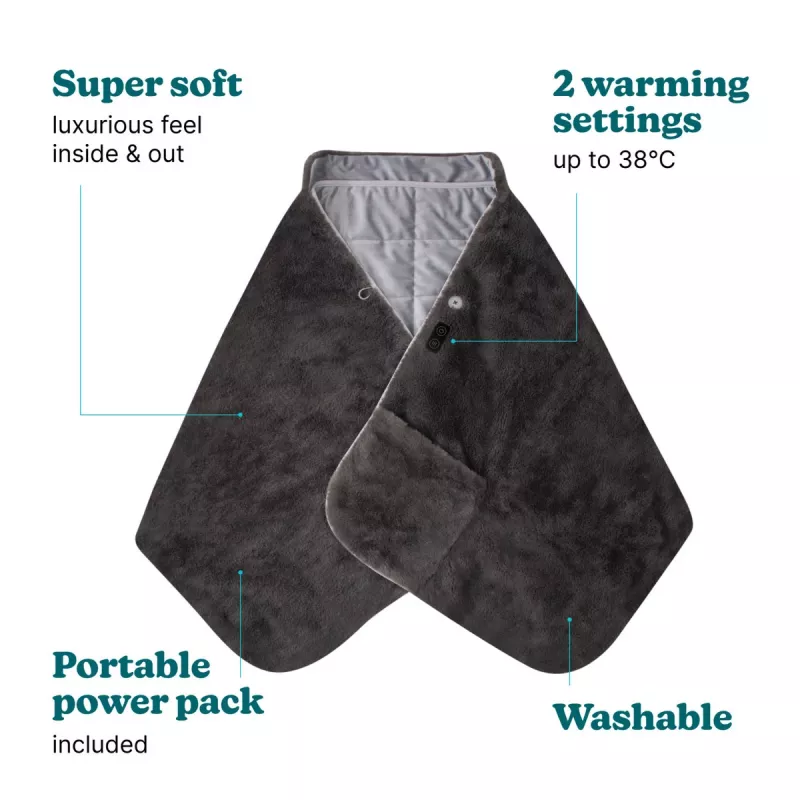 HoMedics Cordless Warming Shawl HCM-SWL100 — rechargeable wearable heater, cordless shawl for shoulders and back