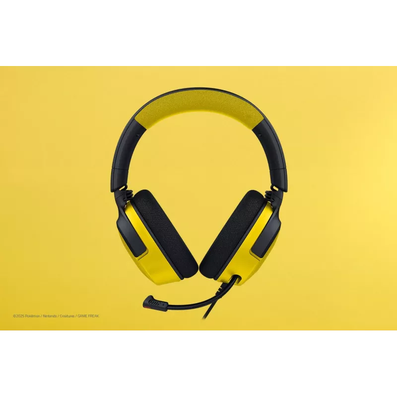Headset Razer Kraken V4 X Pokemon — Wired USB-C/USB-A, Supraaural, 20–20000 Hz, 1.8 m cable, 310 g, Black/Yellow