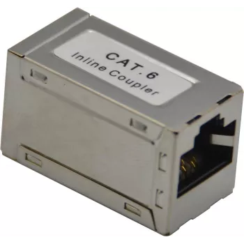 Keystone coupler helos 307454 — shielded CAT6 RJ45 female-to-female, silver finish