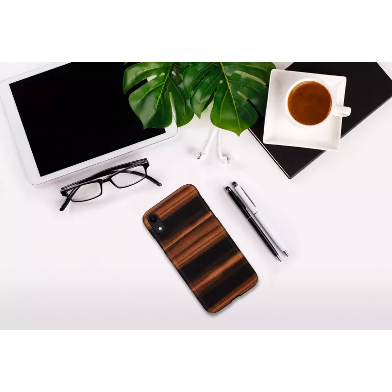 Smartphone case man and wood for iPhone XR — ebony black, protective hard shell