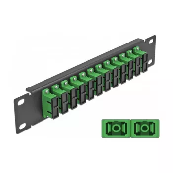 Fiber Optic Patch Panel DeLOCK 10 inch 12 Port SC Duplex green 1U black