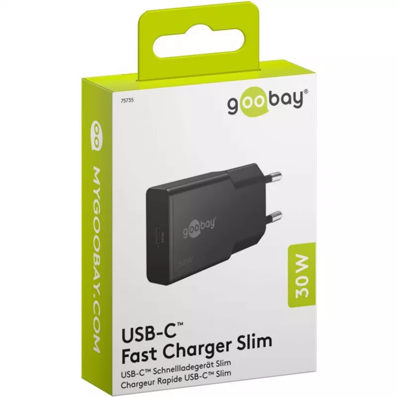 Goobay USB-C™ PD GaN Fast Charger Slim (30 W) black
