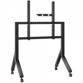 Mobile TV Stand ONKRON TS2081-B for 70–110 inch TVs, Black, wheeled steel floor mount, 125 kg capacity, VESA 200x200–1000x800