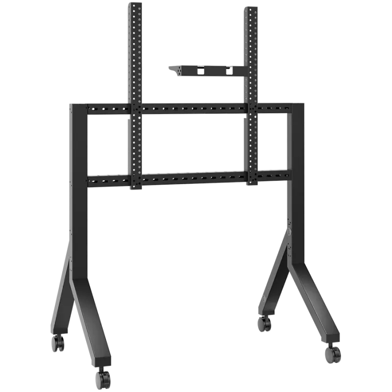 Mobile TV Stand ONKRON TS2081-B for 70–110 inch TVs, Black, wheeled steel floor mount, 125 kg capacity, VESA 200x200–1000x800