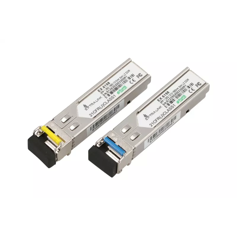 SFP WDM Module pair Extralink 1.25G 1310/1550nm single‑mode 3km LC DOM