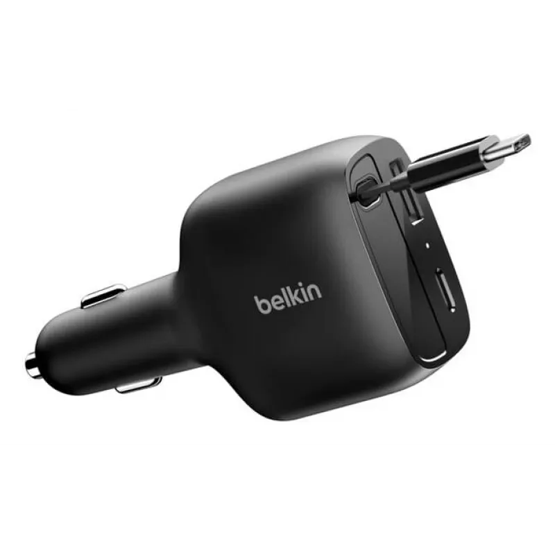 Belkin 75W 2-Port w Retractable USB-C Cbl Car - Cable (CCC001HQBK)