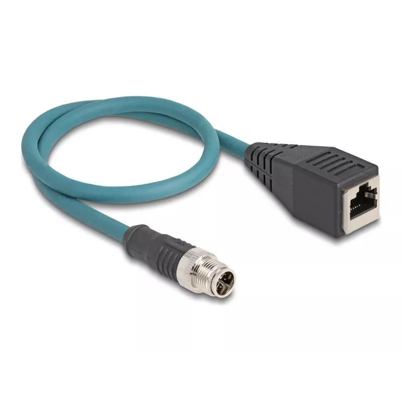 DeLOCK M12 Adapter Cable X-coded 8 pin male to RJ45 female 50 cm