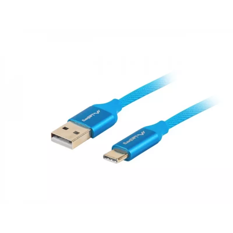 USB A to USB C cable LANBERG CA-USBO-22CU-0005-BL, USB 2.0, 0.5 m, blue, male–male