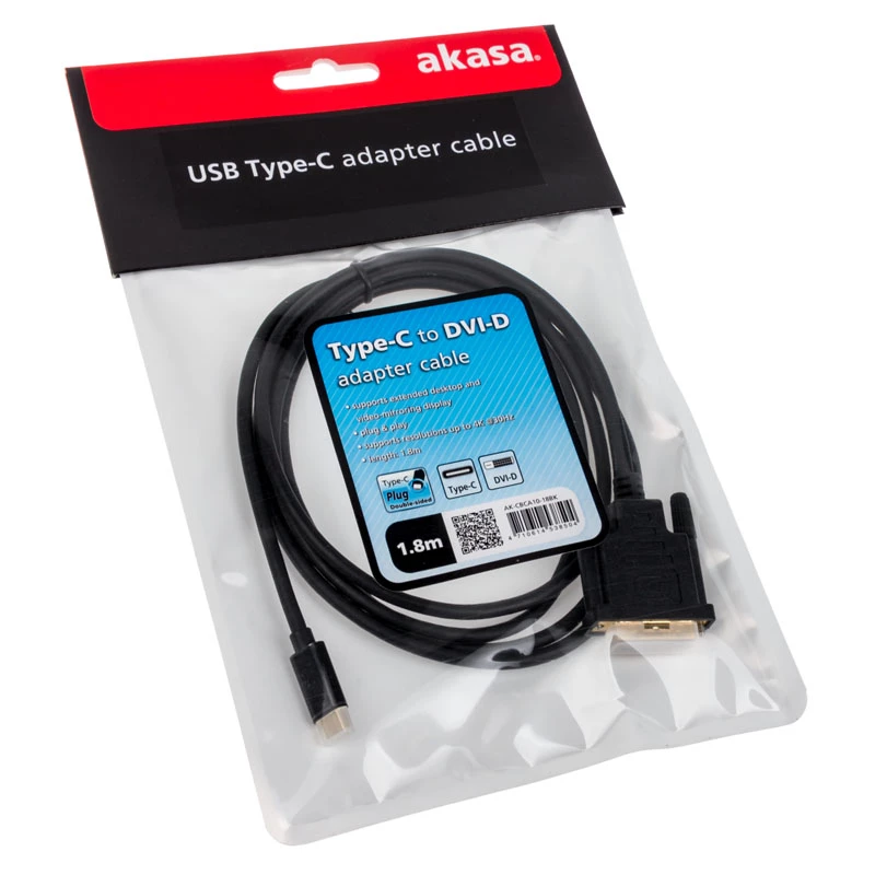 DVI cable Akasa AK-CBCA10-18BK 1.8 m DVI-D Black