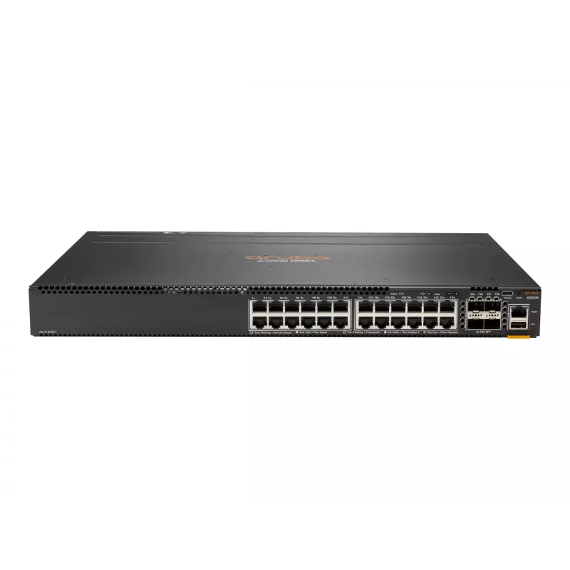 HPE - Aruba Serie - Aruba 6300F - Switch - L3 - managed - 24 x 10/100/1000 + 4 x 1 Gigabit / 10 Gigabit / 25 Gigabit / 50 Gigabit SFP56 (Uplink / Stacking) Front and Seite to Hinte