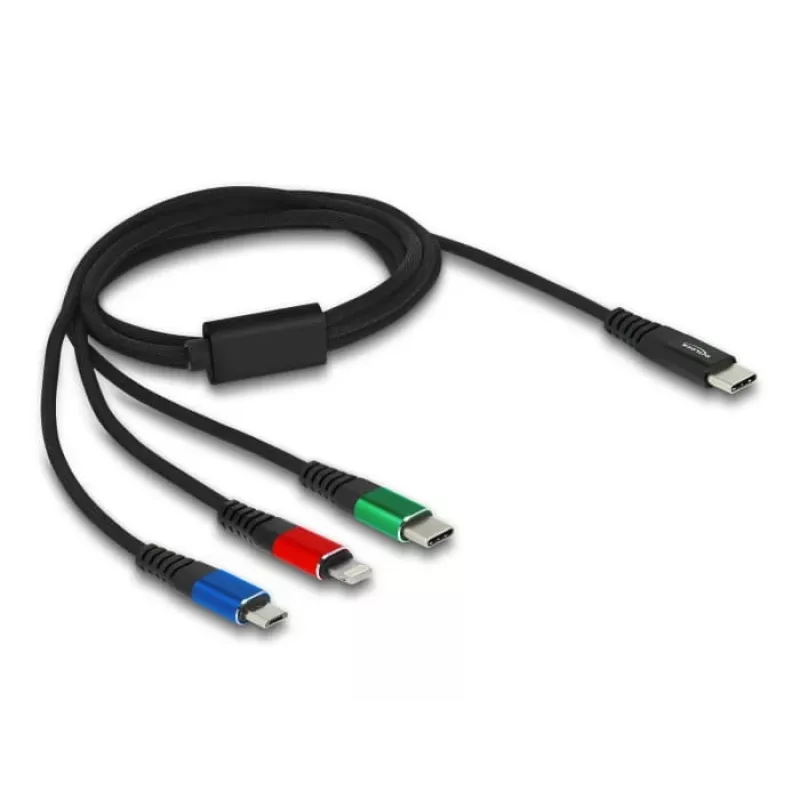 DeLOCK USB Charging Cable 3 in 1 USB Type-C to Lightning Micro USB 1 m