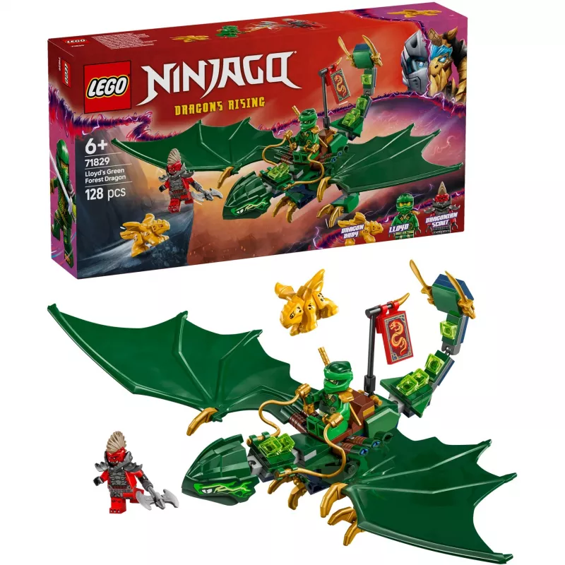 Construction toy set LEGO NINJAGO 71829 Lloyd's Green Forest Dragon, 128 pieces, 2 minifigures, for ages 6+