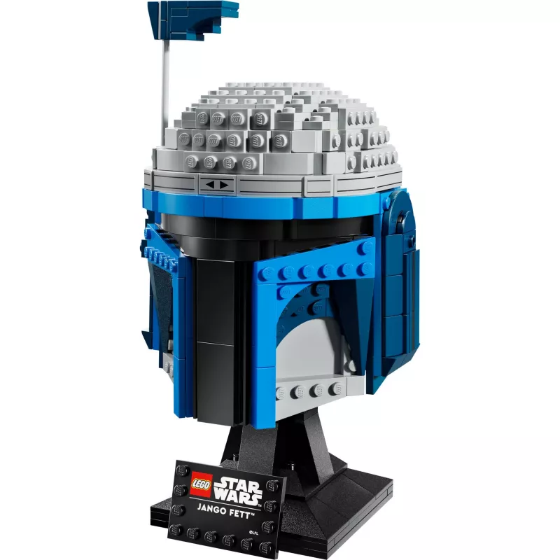 Collectible LEGO Star Wars helmet accessory Jango Fett 75408 — 616 pieces, 210×120×110 mm display model