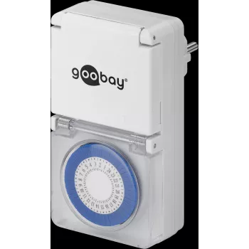 Goobay Analoge Timer Switch IP44, White - precise and simple control of electronic devices (73289)