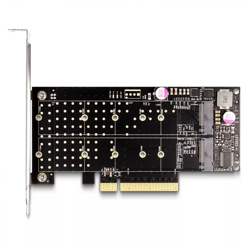 DeLOCK PCI Express x8 Card to 2 x internal NVMe M.2 Key M Bifurcation Low Profile