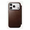 Mobile phone cover Nomad Modern Leather Folio for iPhone 17 Pro, leather/aluminium, 16 cm (6.3 inch) brown, 4 card pockets