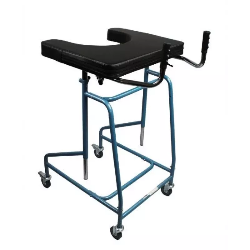 Four-wheeled support walker VITEA CARE VCBK2A with adjustable height, folding steel frame, brakes, 4 rubber wheels, max load 125 kg