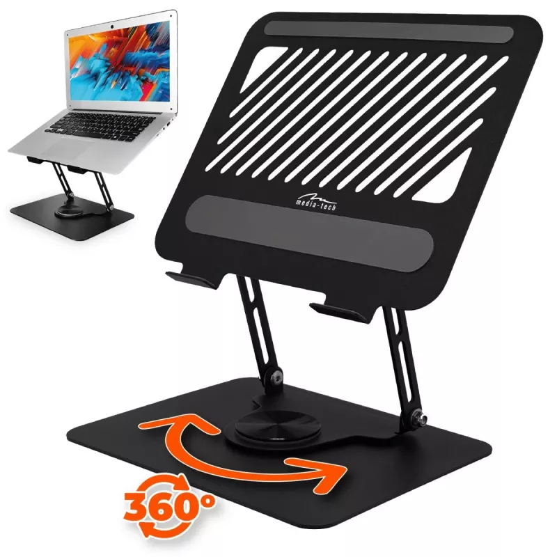 Laptop stand MEDIA-TECH MT2662 — adjustable height, foldable aluminium for 10–17 inch laptops