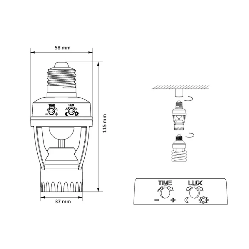 Bulb holder with PIR motion sensor MACLEAN MCE24, model 35100
