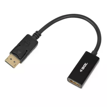 DisplayPort to HDMI cable adapter IBOX iadp4k — DisplayPort (male) to HDMI (female), straight connectors, 4K support, silver