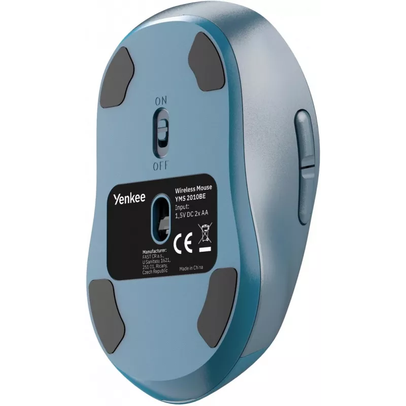 Wireless mouse YENKEE YMS2010BE dual-mode ergonomic, 2.4 GHz USB receiver + Bluetooth 5.1, 4-level DPI 1000–3200, 6 buttons