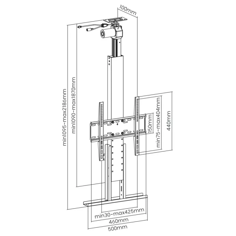 Ceiling TV Mount MACLEAN MC-976 for 32 inch–55 inch screens, VESA up to 400×400, max load 50 kg