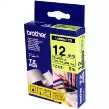 Brother Gloss Laminated Labelling Tape - 12mm, Black/Yellow label-making tape TZ
