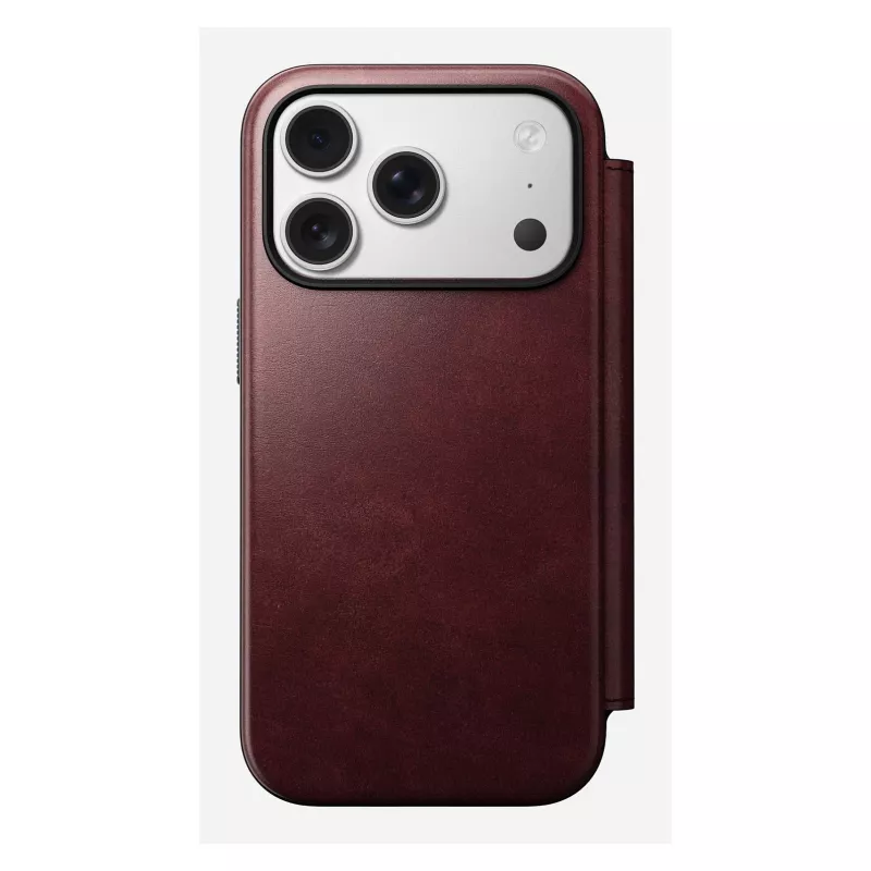 Mobile phone cover Nomad Modern Leather Folio for Apple iPhone 17 Pro, 6.3 inch (16 cm), leather burgundy
