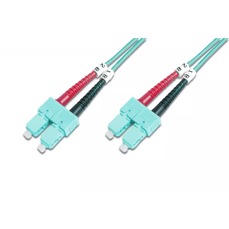 DIGITUS Professional - Patch-Cable - SC multi-mode (M) to SC multi-mode (M) - 2 m - Fibre Optic - 50/125 micrometre - OM3 - Halogen-Free - aquamarine