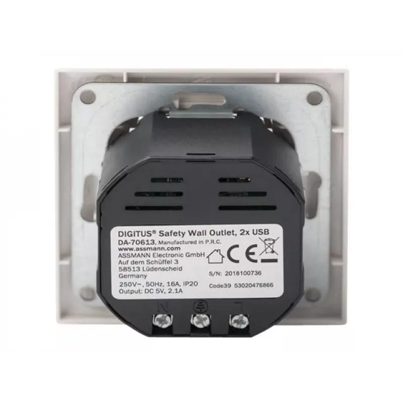 Safety socket for flush mounting Digitus DA-70613 with 2 USB ports