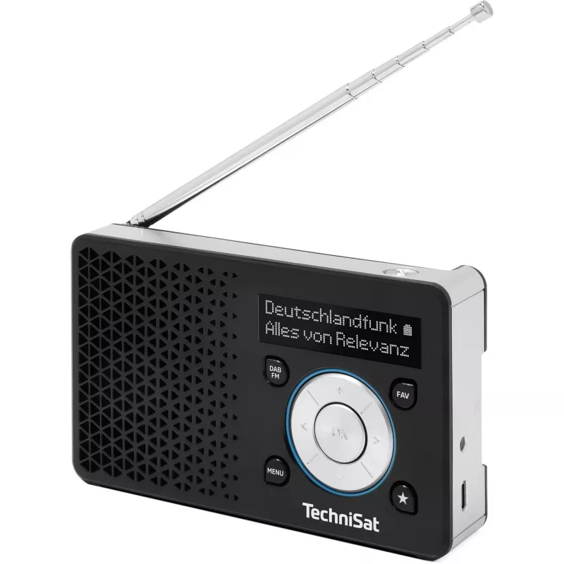 TechniSat DigitRadio 1 A 0100/4997 Digital Radio, DAB+/FM, RDS, 40 Presets, ASA Warning Function, Black/Silver