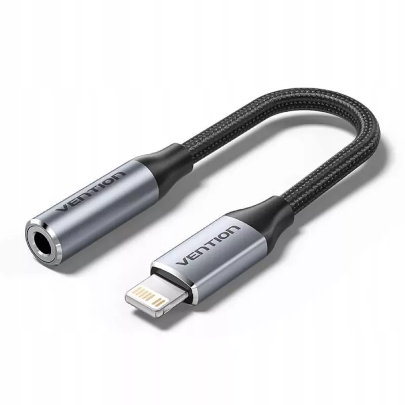 Audio adapter Vention Lightning to 3.5 mm BMBHA, Lightning to 3.5mm wired adapter with 0.1 m cable, grey