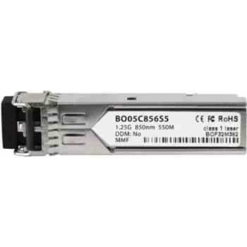 BlueOptics SFP transceiver, LC duplex, 1000BASE-SX, multimode fibre, 850 nm, 550 metres, 0C/+70C, DD