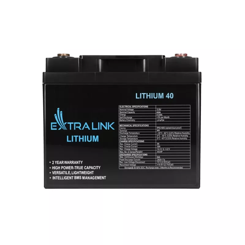 Extralink Accumulator LiFePO4 40AH 12.8V BMS Battery 40000 mAh